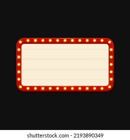 Blank Retro Lightbox with Light Bulbs on Black Background. Vector