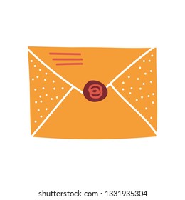 Blank Retro Mail Envelope with Seal Vector Illustration