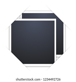 blank retro photo frame over white