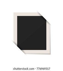 Blank retro photo frame over white background realistic vector illustration. Insert your object