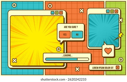 Blank retro pop art background in comic retro style. classic background 80s,90s theme
