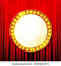 Blank retro round signage or round signboard. Vector