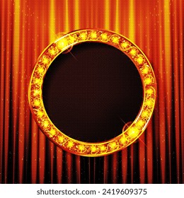 Blank retro round signage or round signboard. Vector