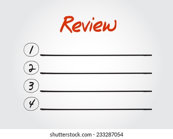 Blank Review list, vector concept background