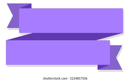 Blank ribbon banner. Purple flag stripe sticker