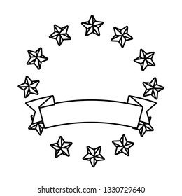 blank ribbon banner with stars