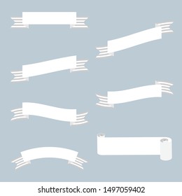 blank ribbon banner, text box, frame collection set, flat, design, vector, illustration