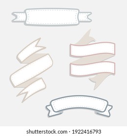 blank ribbon banner, text box, frame collection set, flat, design, vector, illustration
