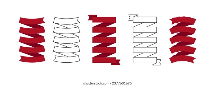 Blank ribbons. Ribbons and banner signs. Flat and linear ribbons. Vector scalable graphics