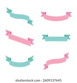 Blank Ribbons in Flat Style Vector Template