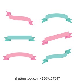 Blank Ribbons in Flat Style Vector Template
