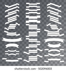 Blank ribbons set on transparent background. Ribbons label with place for price and discount captions. Vector illustration.
