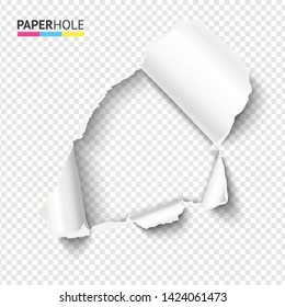 Blank Rip Paper Hole With Ripped Edge For Sale Banner To Reveal Your Message. Vector Illustration