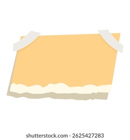 Blank ripped piece of yellow paper is attached with tape to a white background, creating a space for text or design