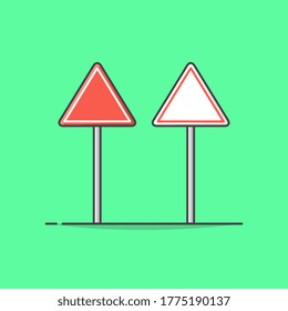Blank Road Sign Board Vector Icon Illustration. Road Traffic Sign Icon