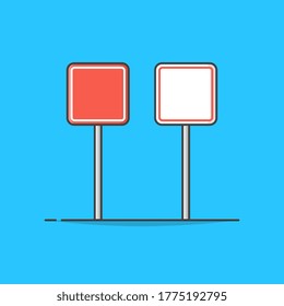 Blank Road Sign Board Vector Icon Illustration. Road Traffic Sign Icon