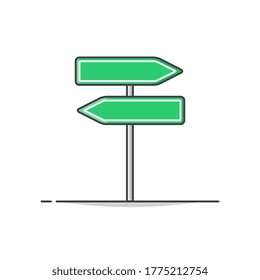 Blank Road Sign Board Vector Icon Illustration. Road Traffic Sign Icon