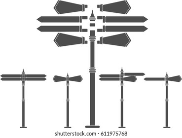 Blank Road Sign with Components Ready for Assamble Vector Illustration