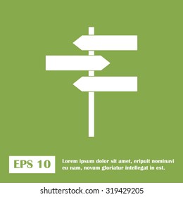 blank road sign isolated over white background. vector. green icon.