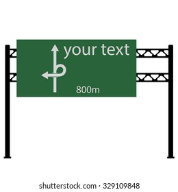 Blank road sign on the road.  Vector illustration.