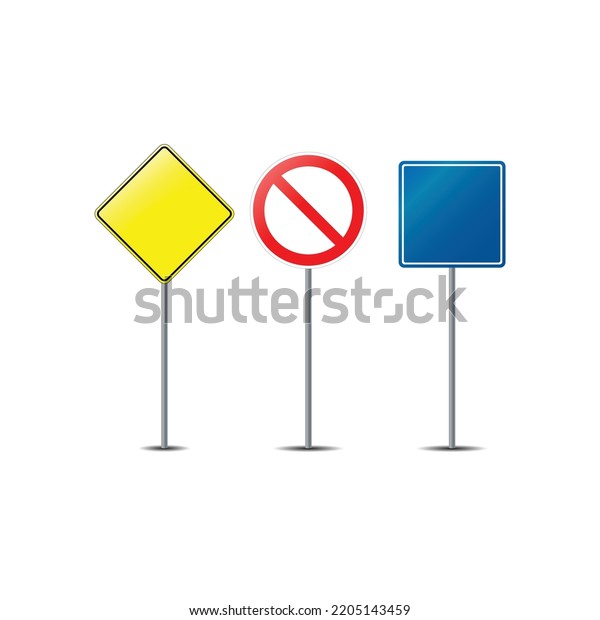 Blank Road Sign Template On Post Stock Vector (Royalty Free) 2205143459 ...