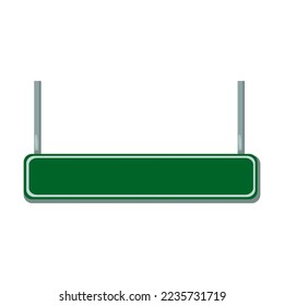 Ilustración vectorial de signo de carretera en blanco. Cartel verde de la autopista aislado en fondo blanco. Concepto de tráfico, dirección o destino
