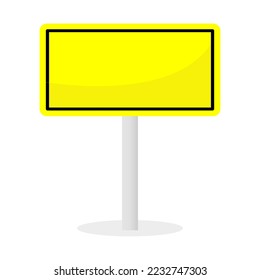 Blank road sign vector. Yellow street sign. On white background.