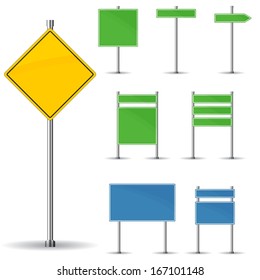 Blank road signs board and arrow vector