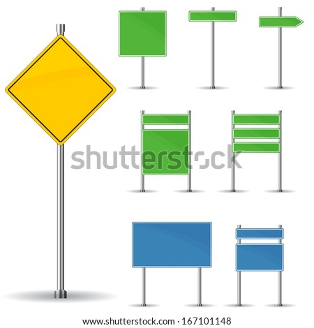 Blank road signs board and arrow vector
