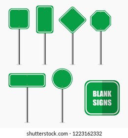 Blank Road Signs Set, Vector Illustration, Signage.