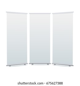 Blank Roll Up Banner - Display Mockup Pop Stand Isolated on White