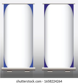 Blank roll up banner display on white background