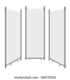 Blank roll up banner display. Vector illustration.