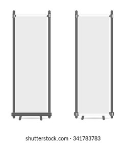 Blank roll up banner display. Vector illustration.
