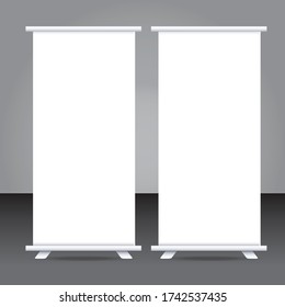 Blank roll up banner, isolated with clipping path. Vector