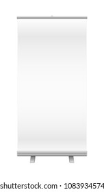 Blank roll up banner mock up isolated on the white background