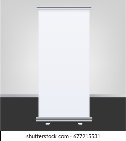 Blank Roll Up Display Banner - Isolated on White - Easy to Edit