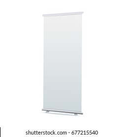 Blank Roll Up Display Banner - Isolated on White - Easy to Edit