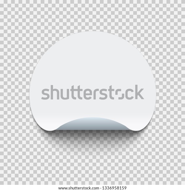 曲がったコーナーに模写された空白の丸い接着シール 透明な背景に空の円のスティッキーラベルをモックアップします ベクターイラスト のベクター画像素材 ロイヤリティフリー
