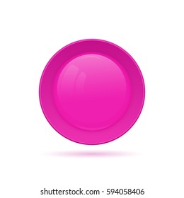 Blank round button for website. 3D glass button. Vector illustration.