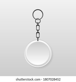 Blank round key chain with ring realistic template design
