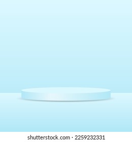 blank round pedestal. blue circular podium for outstanding luxury product advertising display on color background with minimal style in studio room 