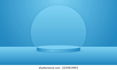 blank round pedestal. blue circular podium for outstanding luxury product advertising display on color background with minimal style in studio room 
