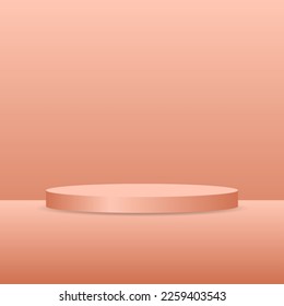 blank round pedestal. brown circular podium for outstanding luxury product advertising display on color background with minimal style in studio room 