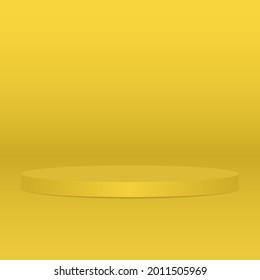 blank round pedestal. golden circular awarded winner podium for outstanding luxury product advertising display on gold color gradient lighting background. vector illustration