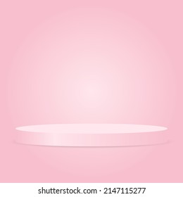 peatón redondo en blanco . podio circular rosa para una extraordinaria presentación publicitaria de productos de lujo en el fondo del estudio de iluminación de gradiente rosa