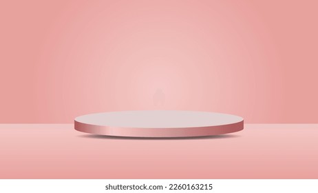 blank round pedestal. pink gold circular podium for outstanding luxury product advertising display on color background with minimal style in studio room 