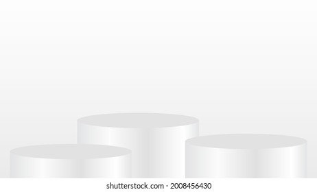 pedestal redondo en blanco en la escena del estudio. brillante circular blanca galardonada podium ganador para mostrar una extraordinaria presentación publicitaria de productos de lujo sobre fondo de iluminación de gradiente blanco. ilustración vectorial