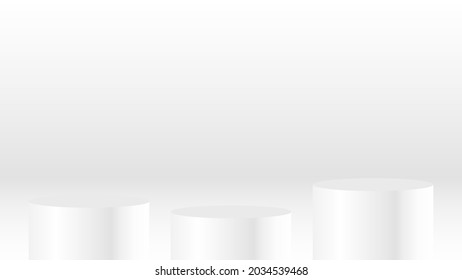 pedestal redondo en blanco en la escena del estudio. brillante circular blanca galardonada podium ganador por la extraordinaria presentación publicitaria de productos de lujo sobre fondo de iluminación de gradiente blanco. ilustración vectorial