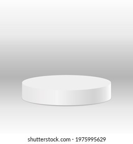 blank round pedestal . white circular awarded winner podium for outstanding luxury product advertising display on white gradient lighting background. vector illustration